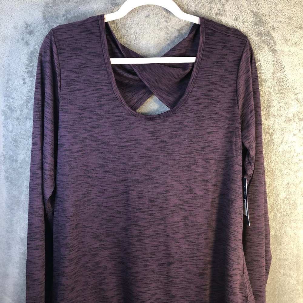 Marika Women's XL Work Out Open Back Twist Purple Long Sleeve Scoopneck Jersey